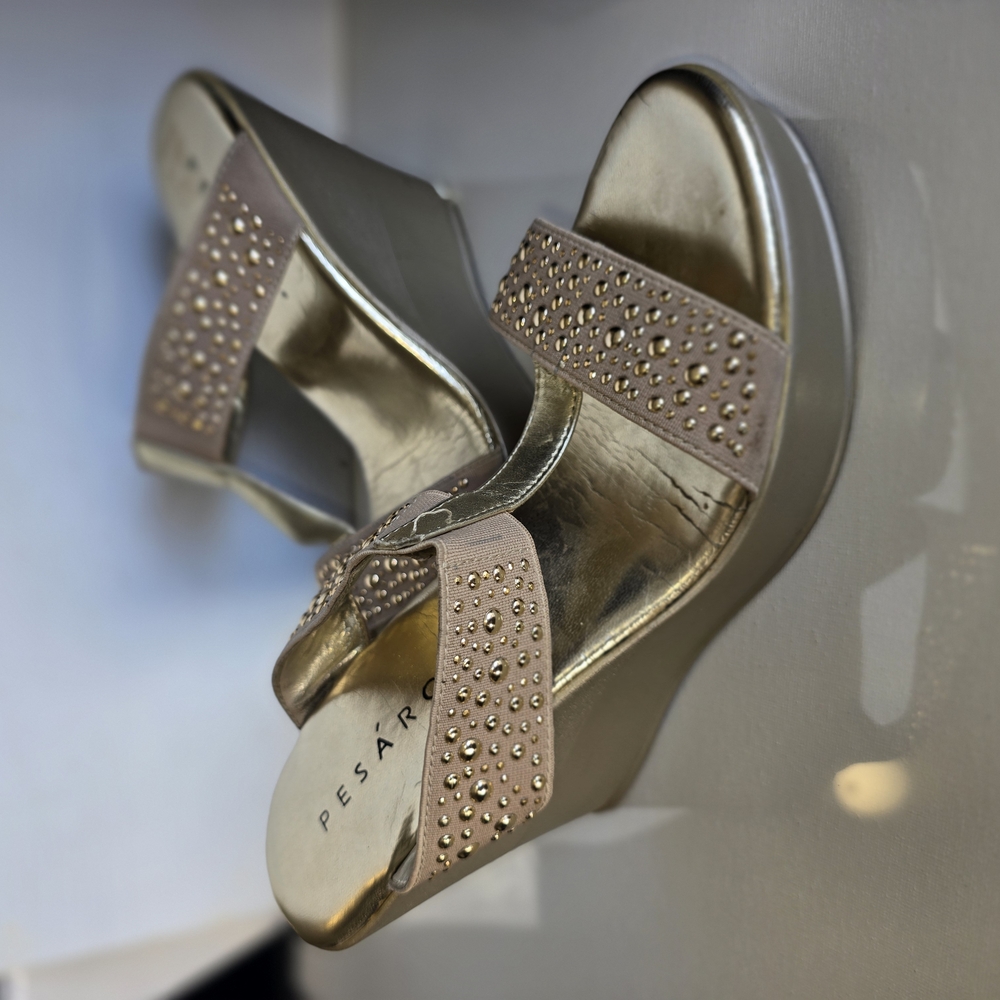 Pesaro Women's Gold Wedge Sandals